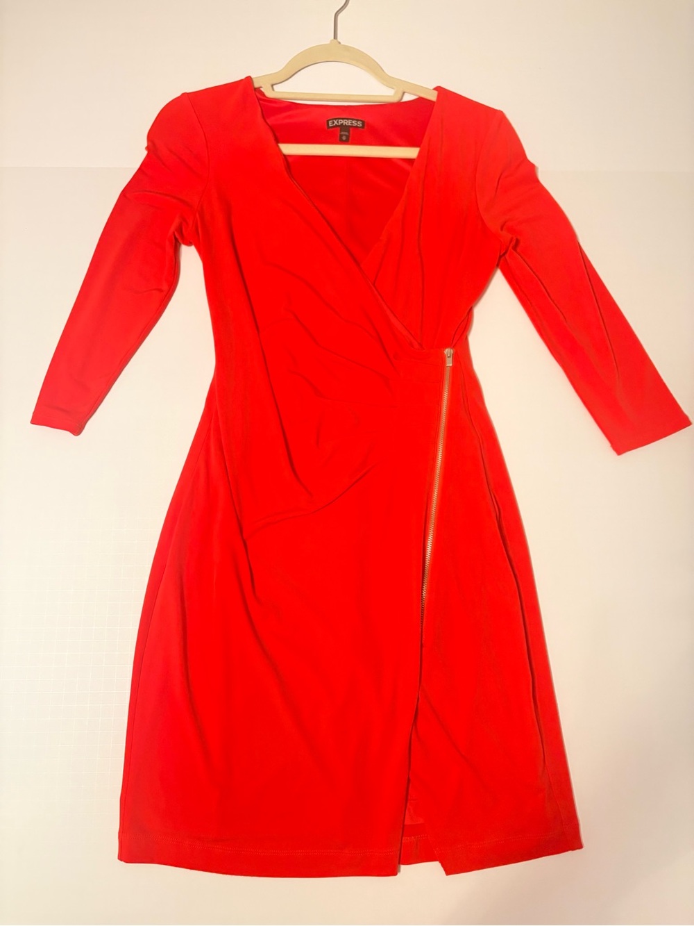 Kacey Montoya’s Closet | Express Red Faux Wrap-Front Midi Dress